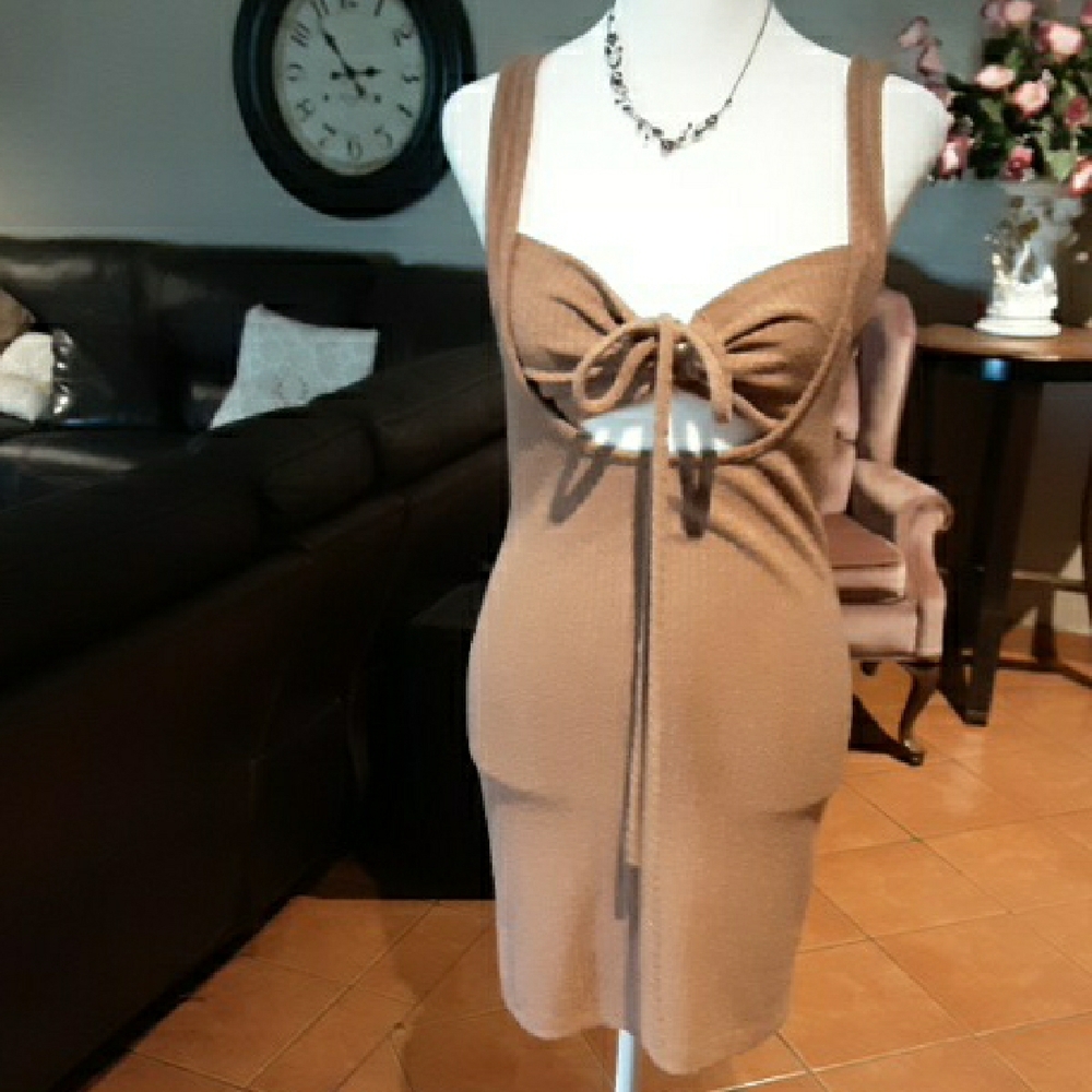 Chic Tan Knit Dress